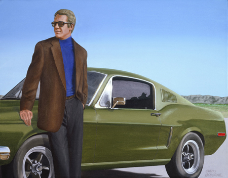 Steve McQueen & 1968 Mustang GT by Chris Osborne